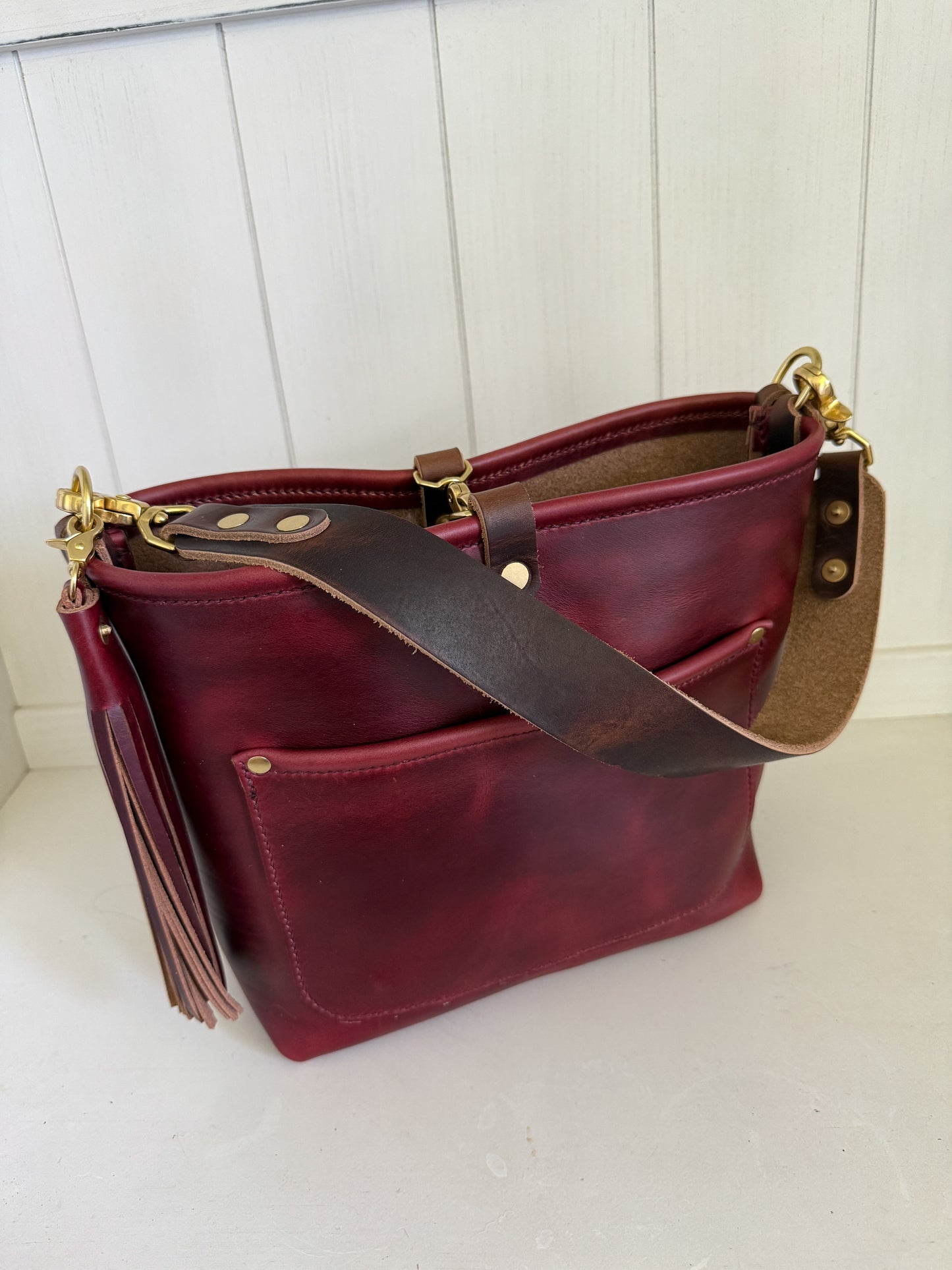 *See Description* Bennett “shorty” Bucket in Burgundy Chromexcel Horween