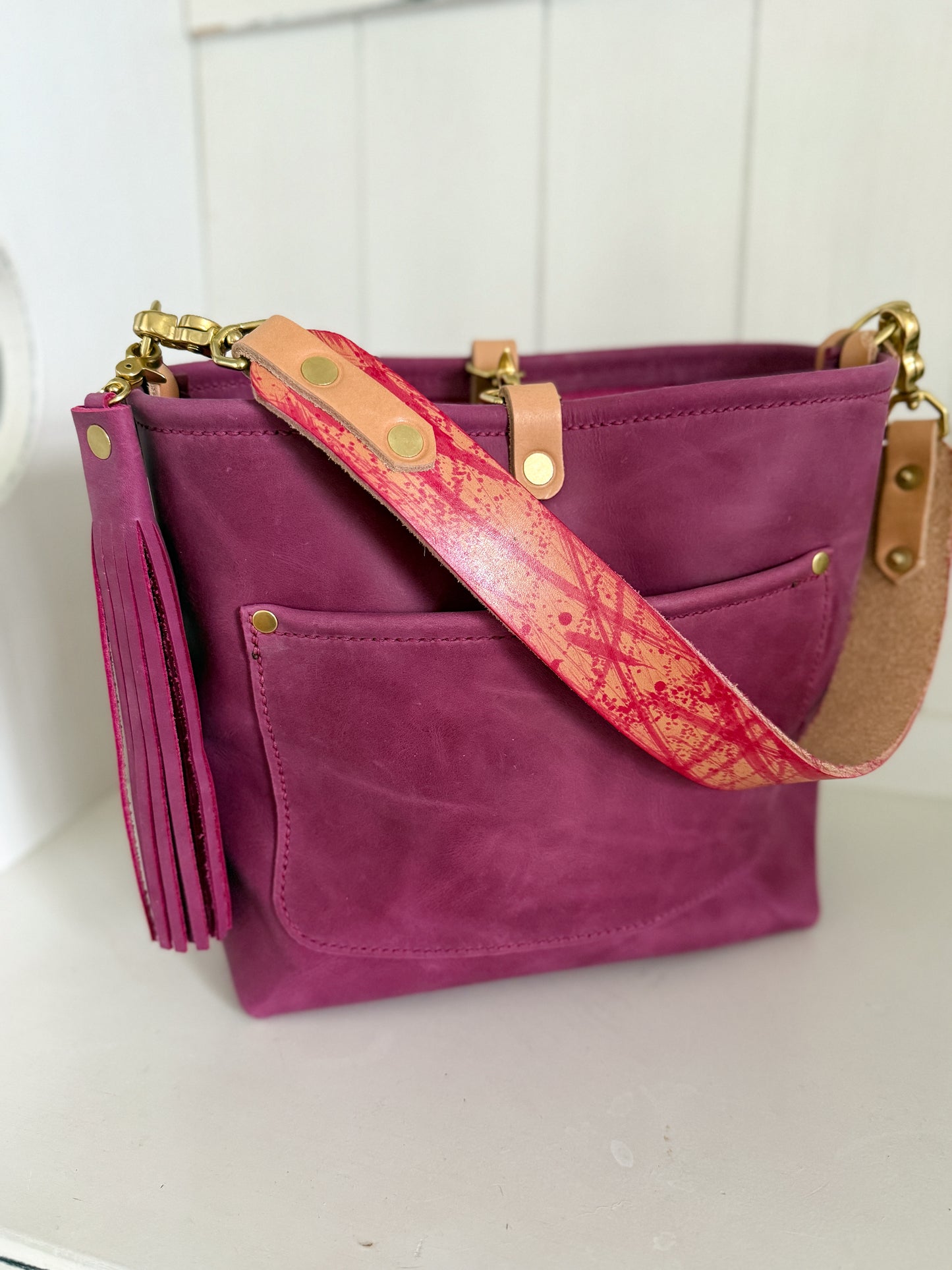 Bennett “shorty” Bucket in Electric Pink Full Grain Leather