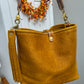 Hobo Bucket in Goldenrod Full Grain Bison w/Candy Strap