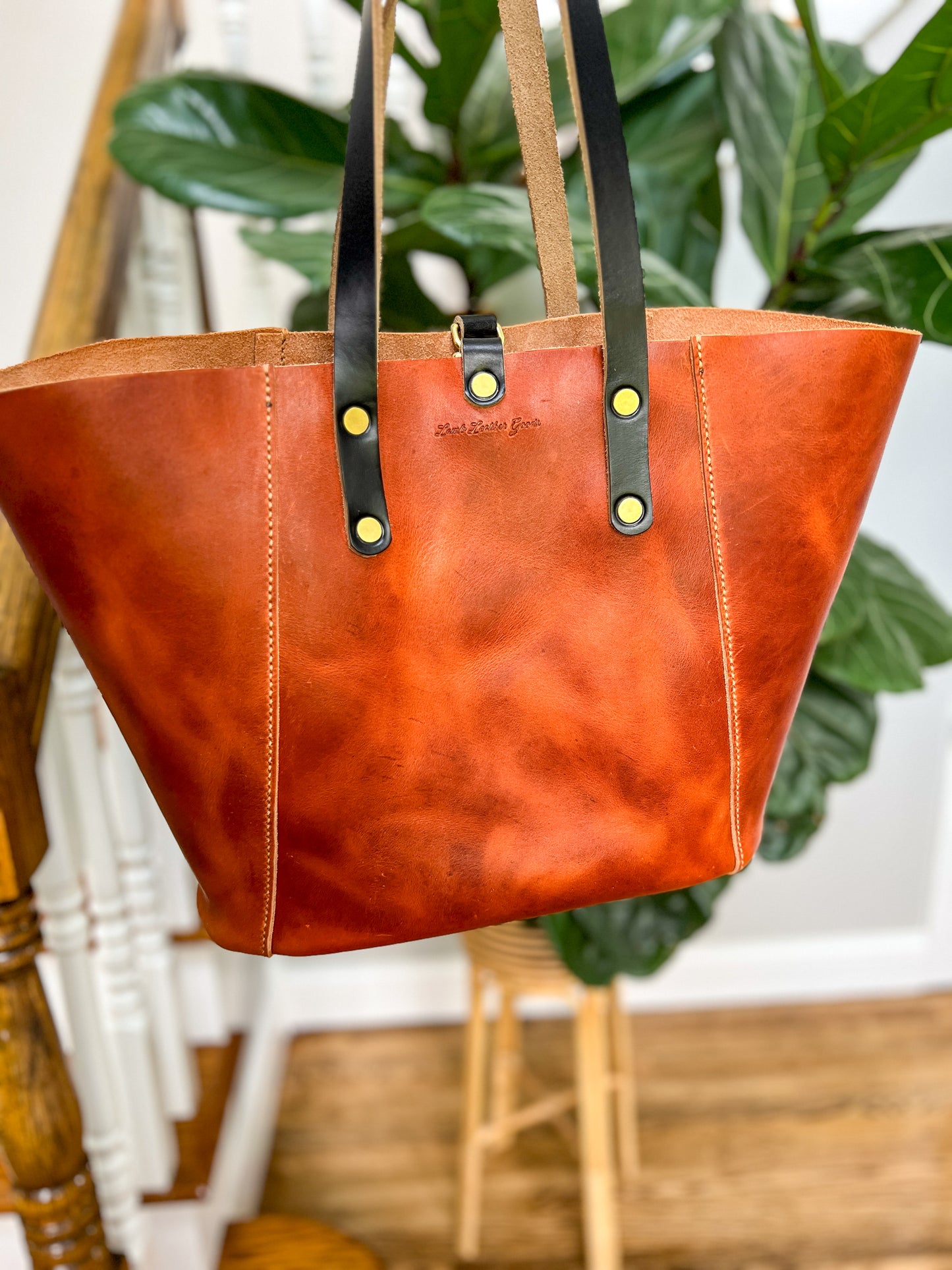 Large Shopper Tote in Horween English Tan Derby Leather