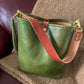 Hobo Bucket in Green Vegetable Tanned Full Grain Leather