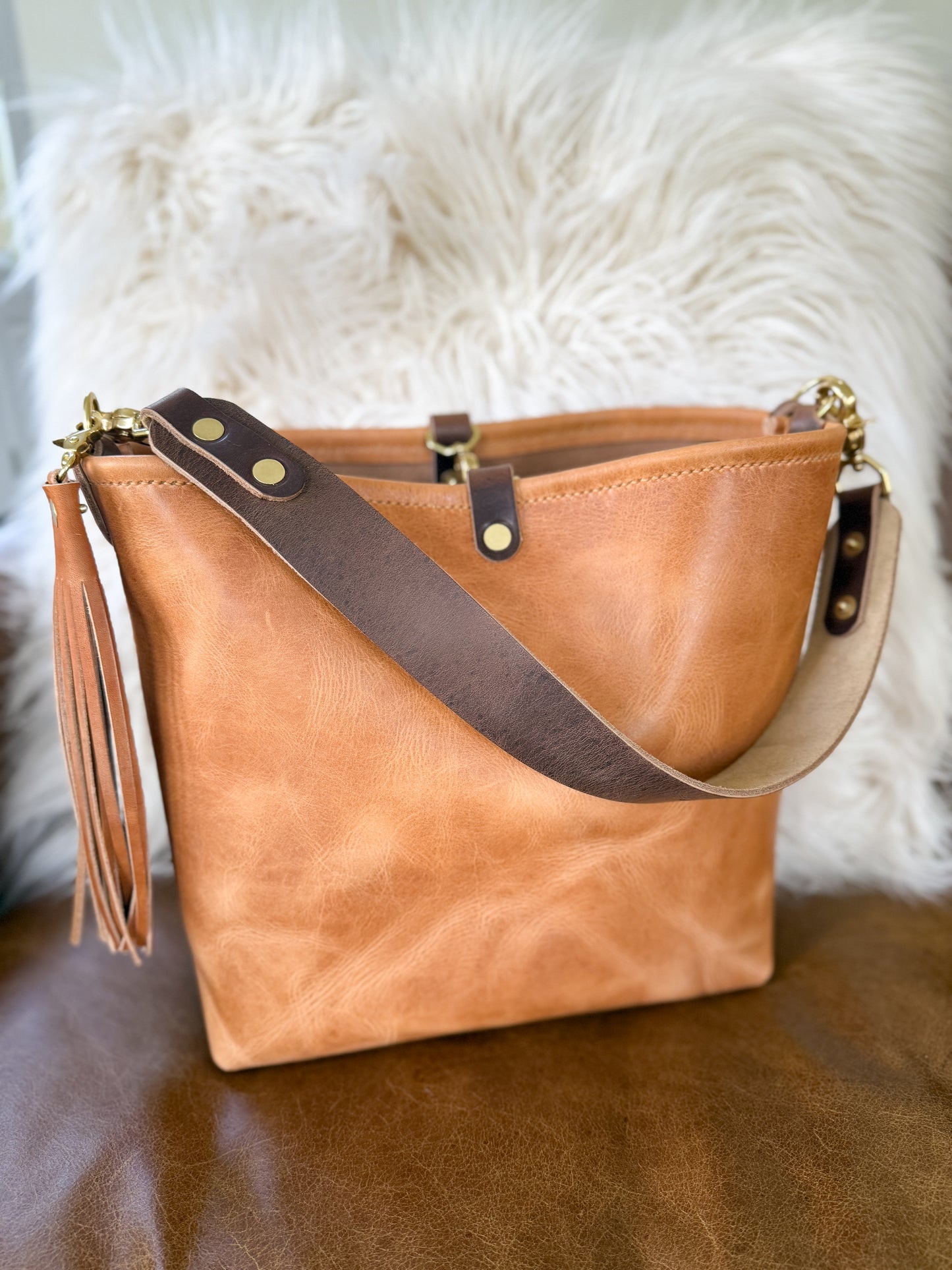 Hobo Bucket in Light Natural Horween Derby