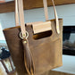 Utility Tote in Tobacco and Vachetta Leather