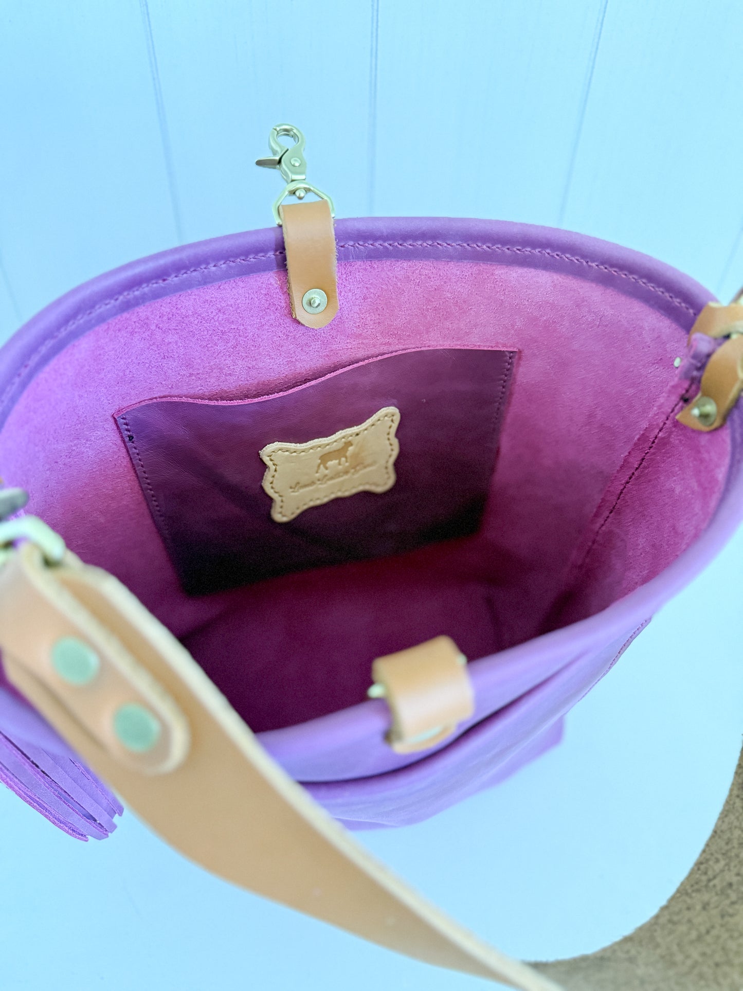 Bennett Bucket in Electric Pink Full Grain Leather