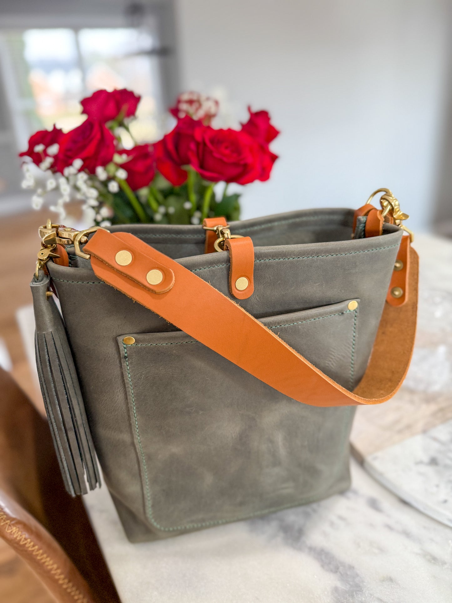 Bennett Bucket in Seagrass Derby Horween