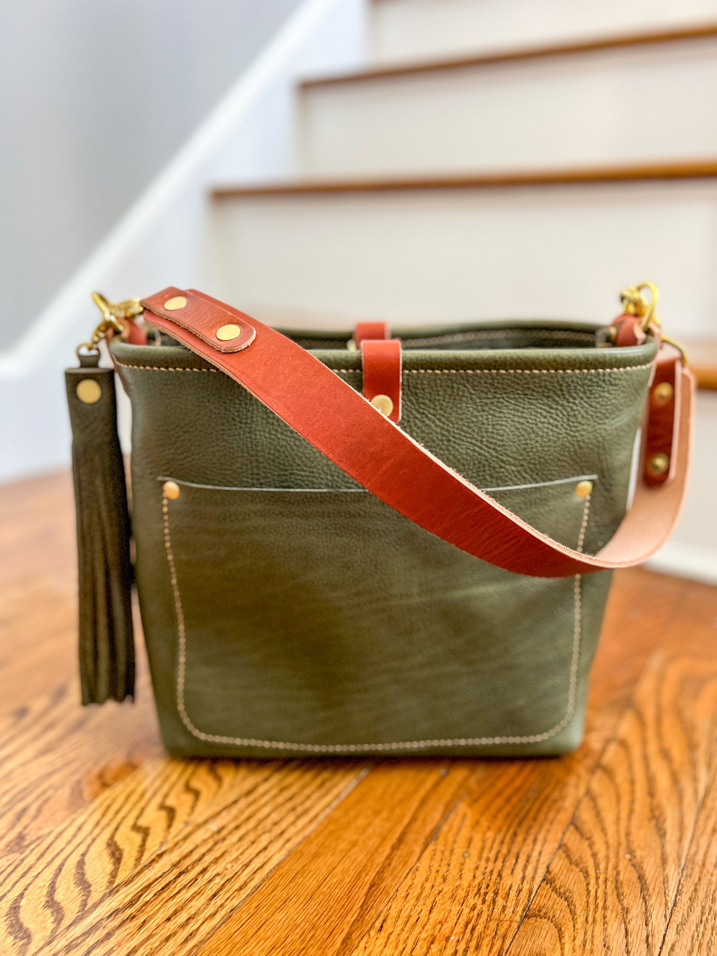 Bennett “shorty” Bucket in Olive Vachetta Full Grain Leather