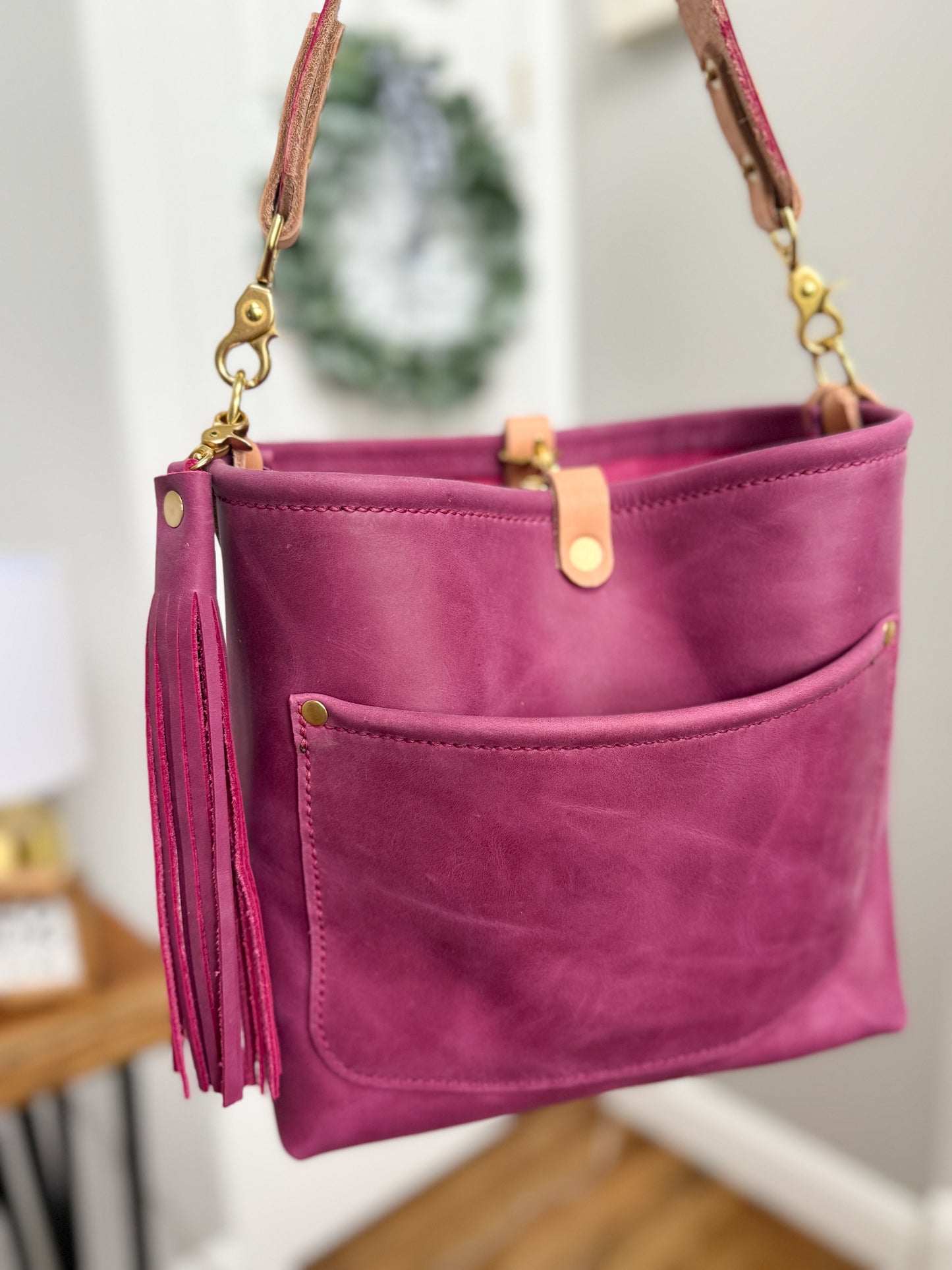 Bennett “shorty” Bucket in Electric Pink Full Grain Leather