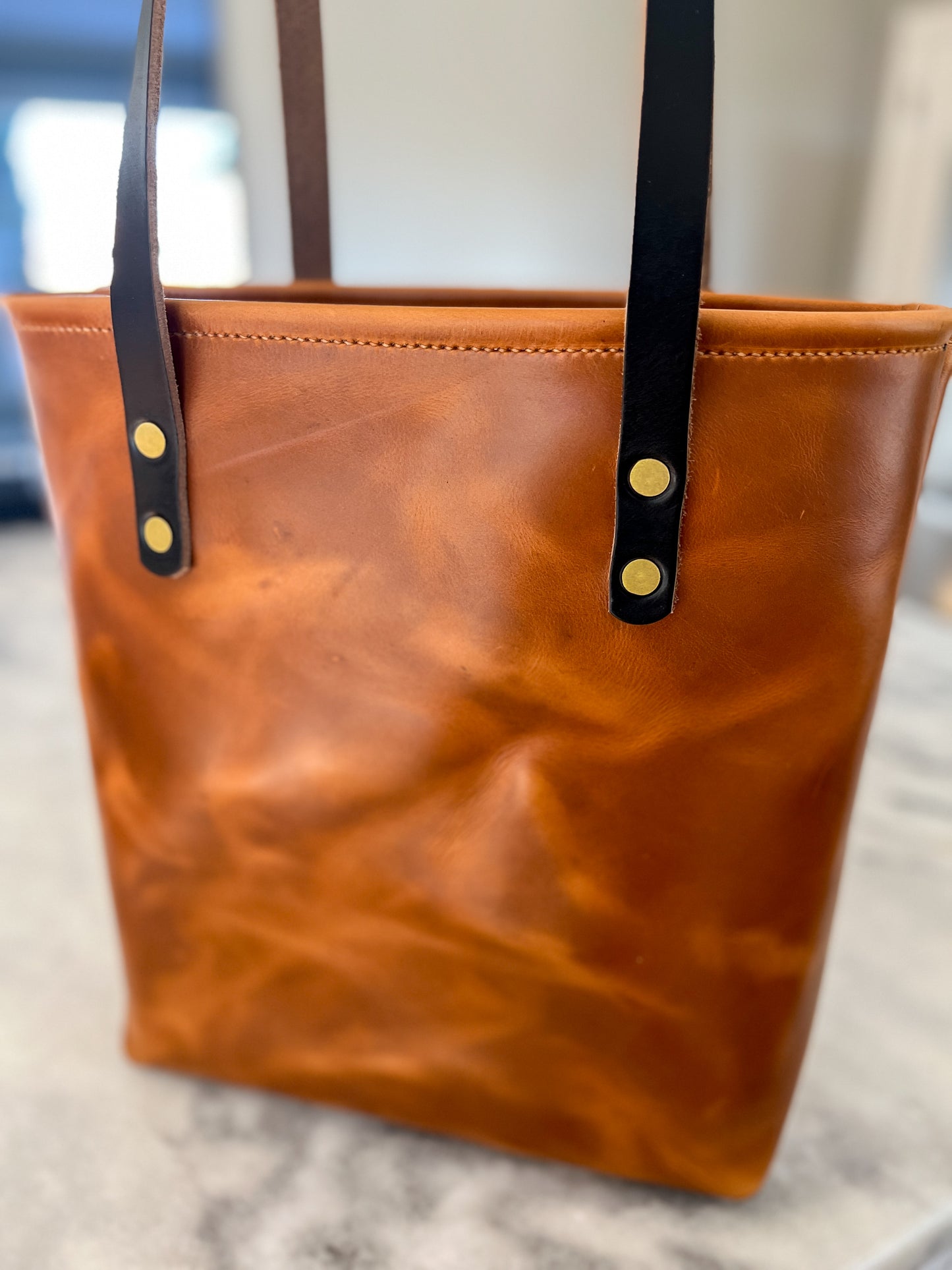 Tall Tote in Butterscotch Horween