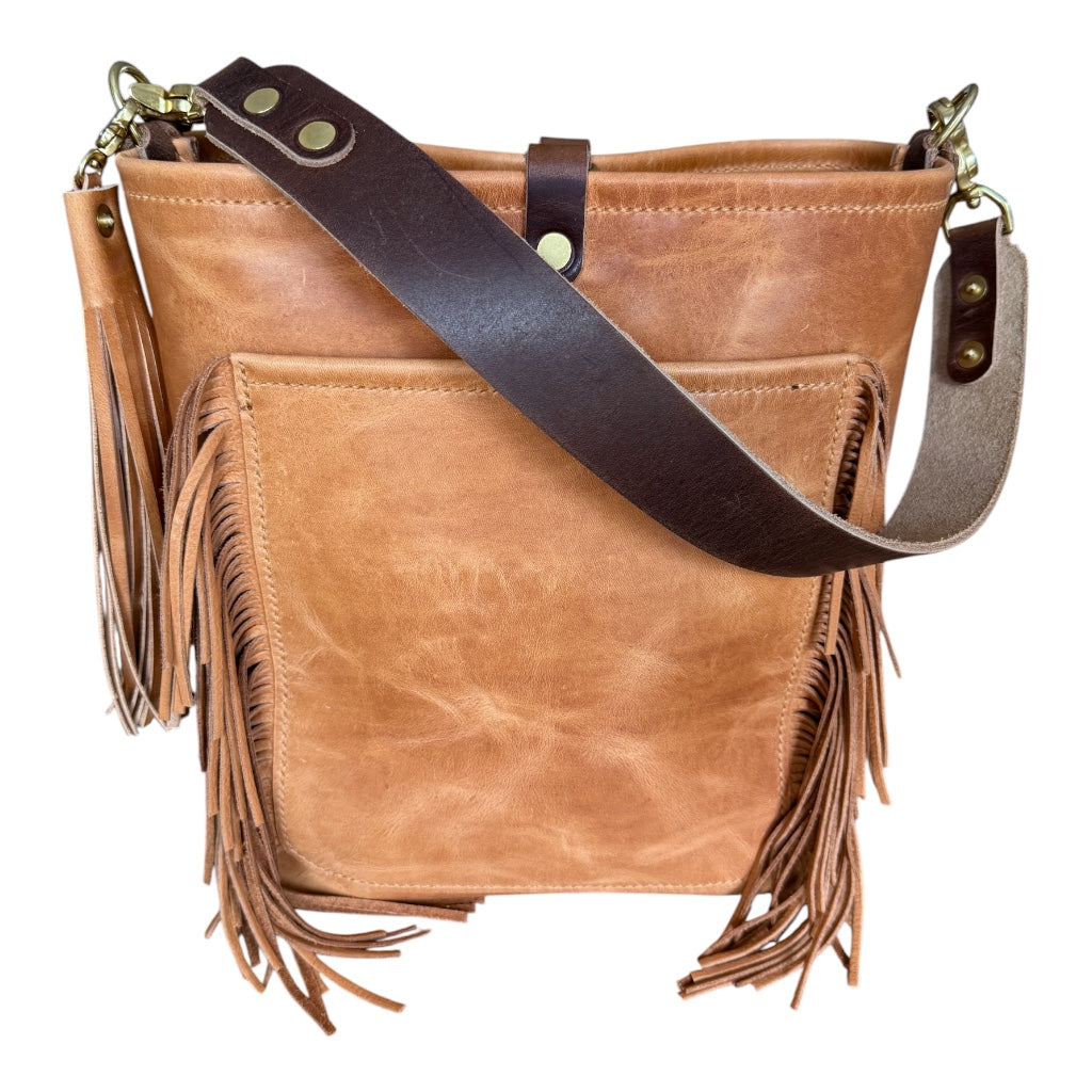 Western Bennett Bucket in Horween Natural Derby w/fringe