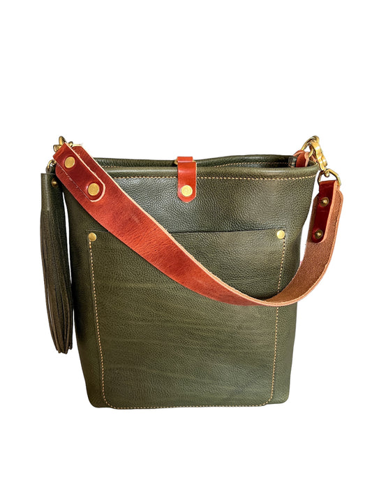 Bennett Bucket in Italian Olive Vachetta Leather