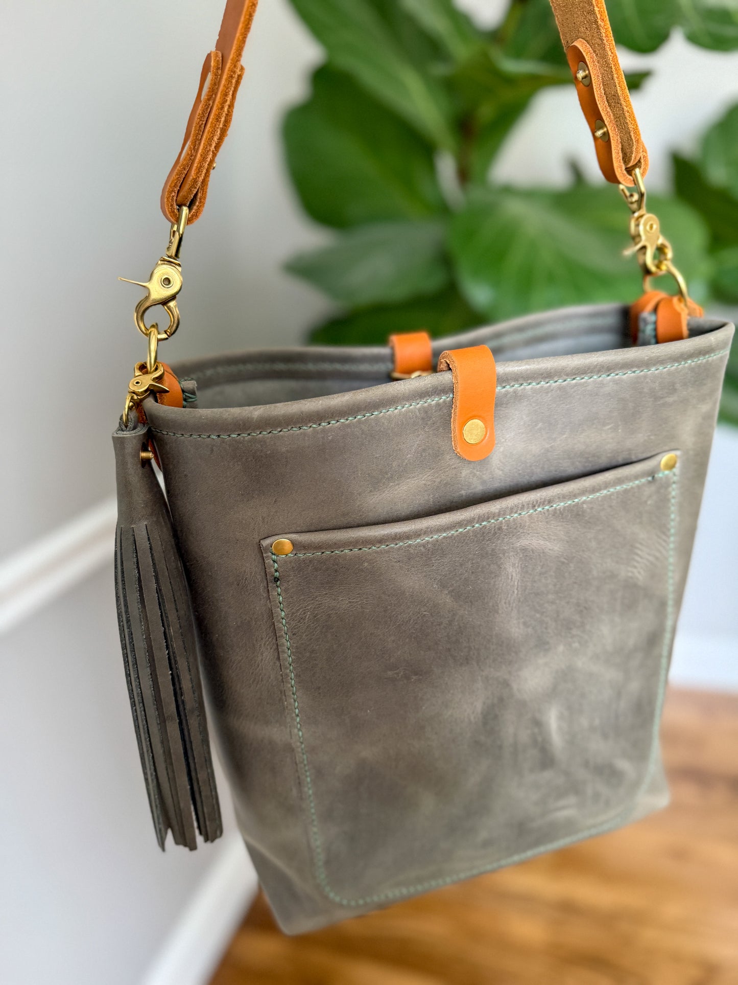 Bennett Bucket in Seagrass Derby Horween