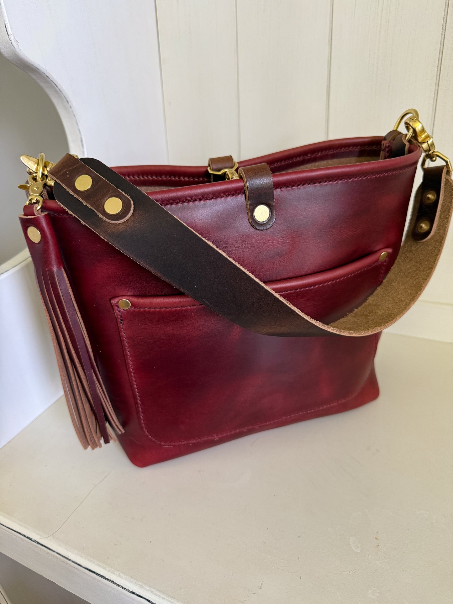 *See Description* Bennett “shorty” Bucket in Burgundy Chromexcel Horween