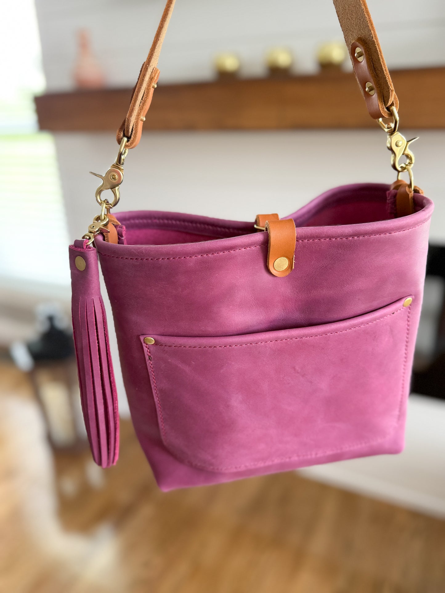 Bennett “shorty” Bucket in Electric Pink Full Grain Leather