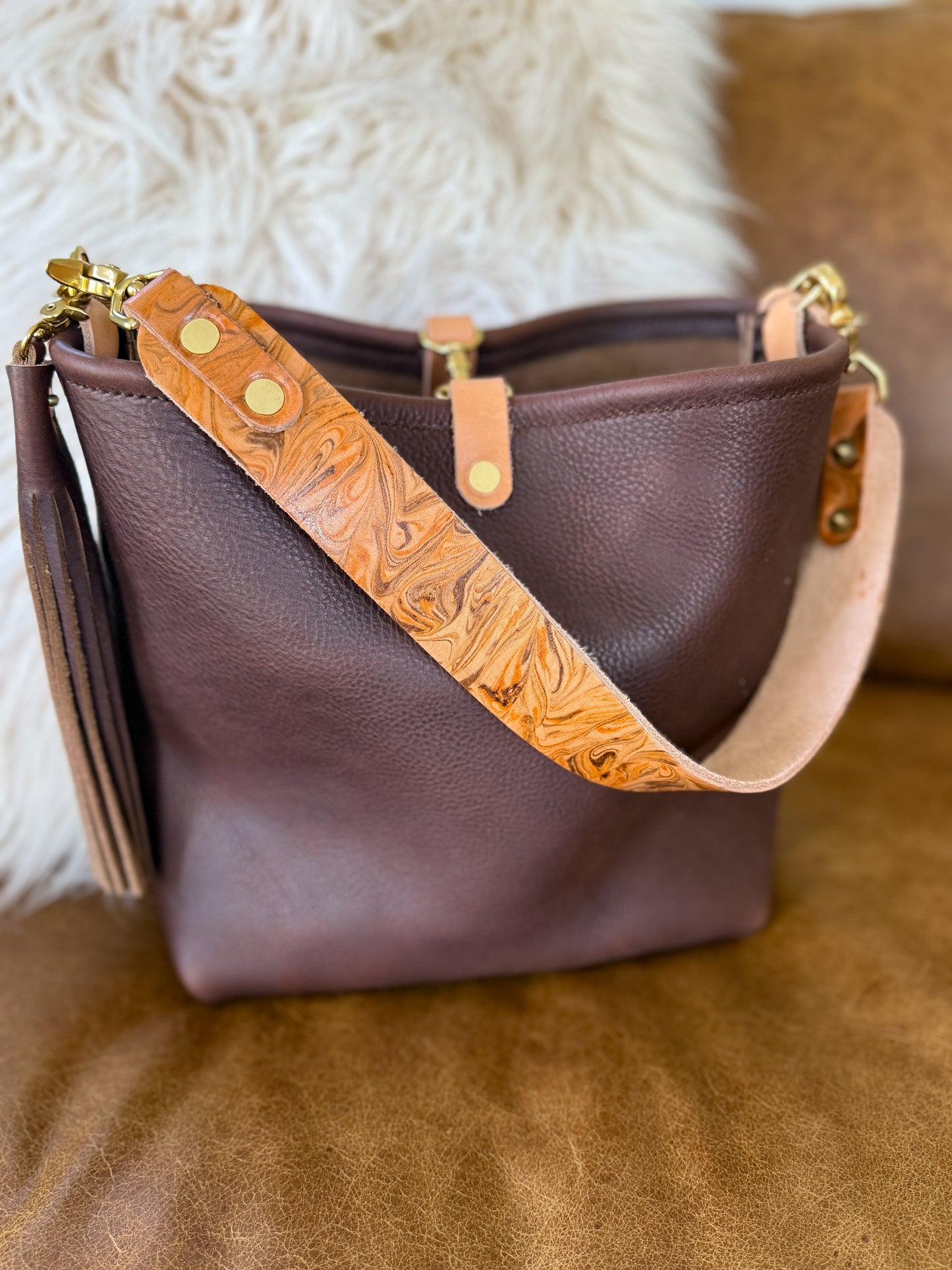 Hobo Bucket Horween Chocolate Full Grain Leather