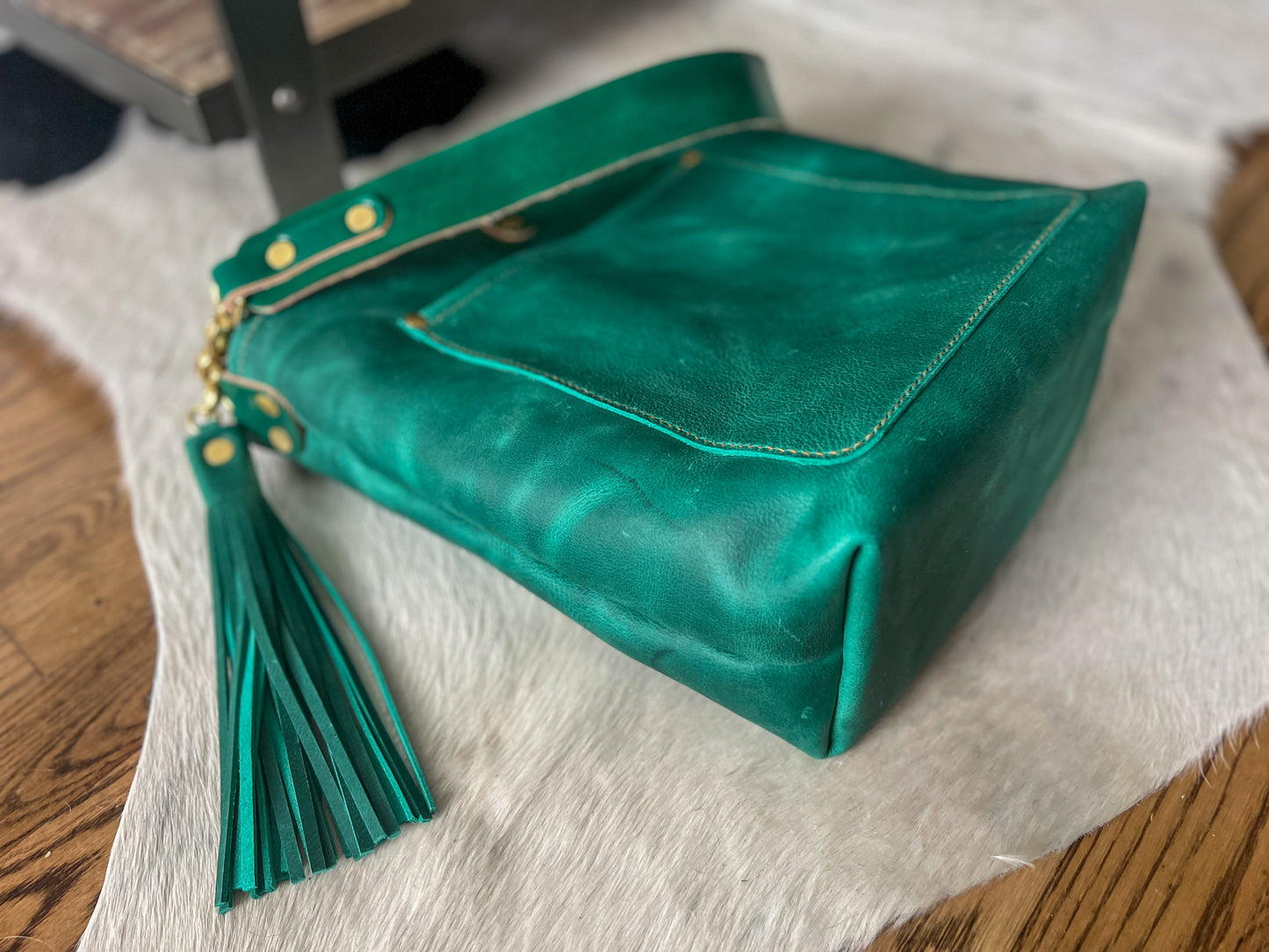 Bennett Bucket in Teal Full Grain Leather