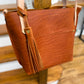 East West Tote in Tawny Full Grain Leather with foot/base