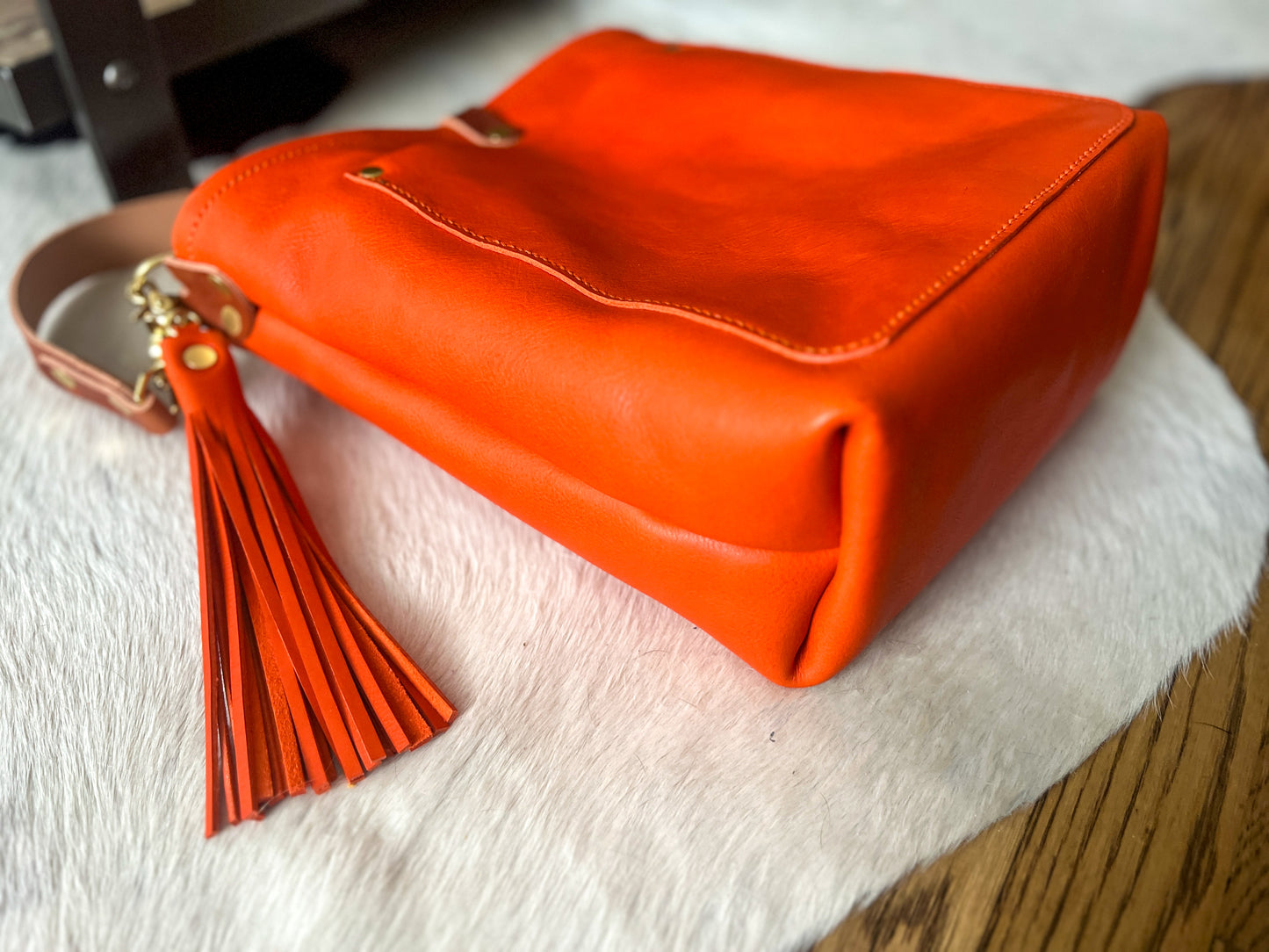Bennett Bucket in Mandarin Vachetta