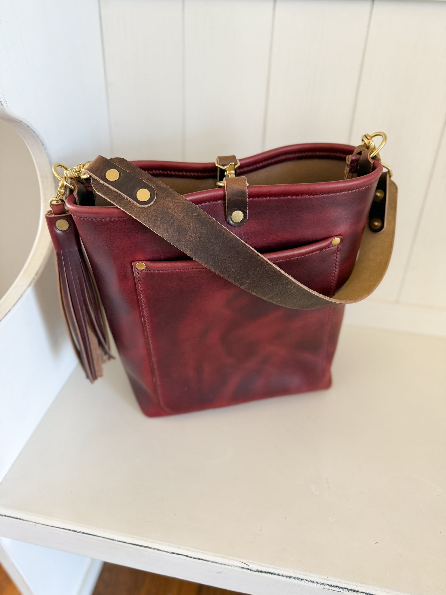 Bennett Bucket in Burgundy Chromexcel Horween
