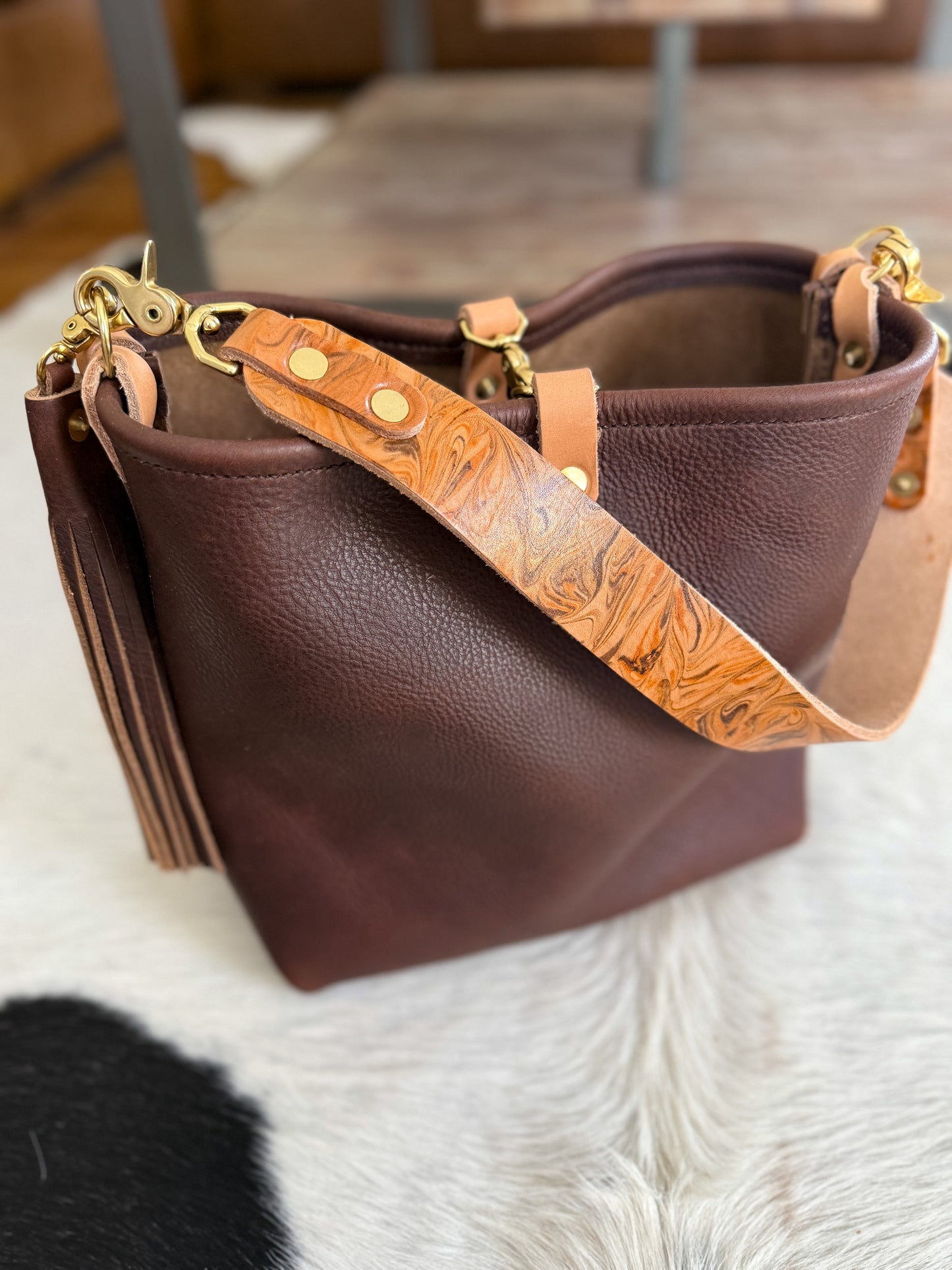 Hobo Bucket Horween Chocolate Full Grain Leather