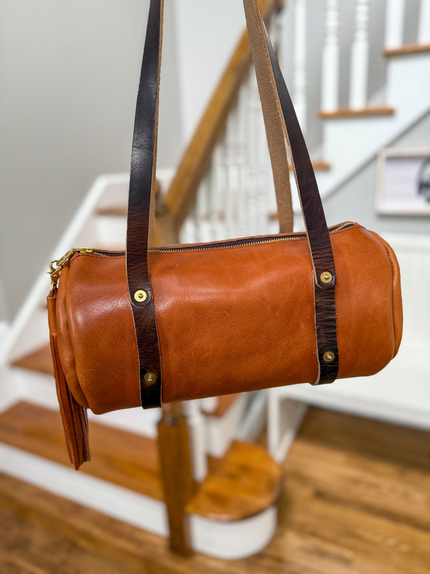 Bren Barrel in Toffee Vegetable Tanned Leather