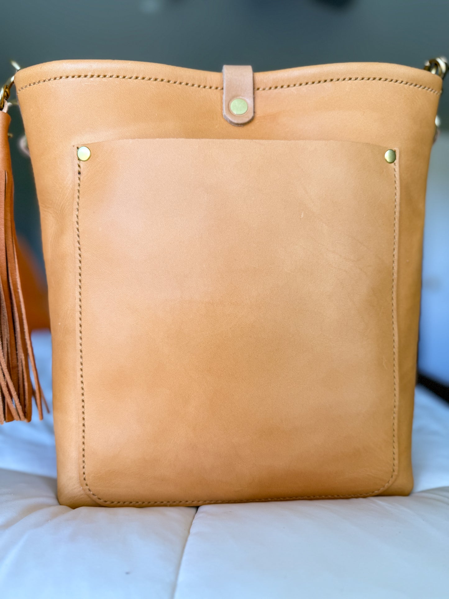 Bennett Bucket in Natural Vachetta (non-milled)
