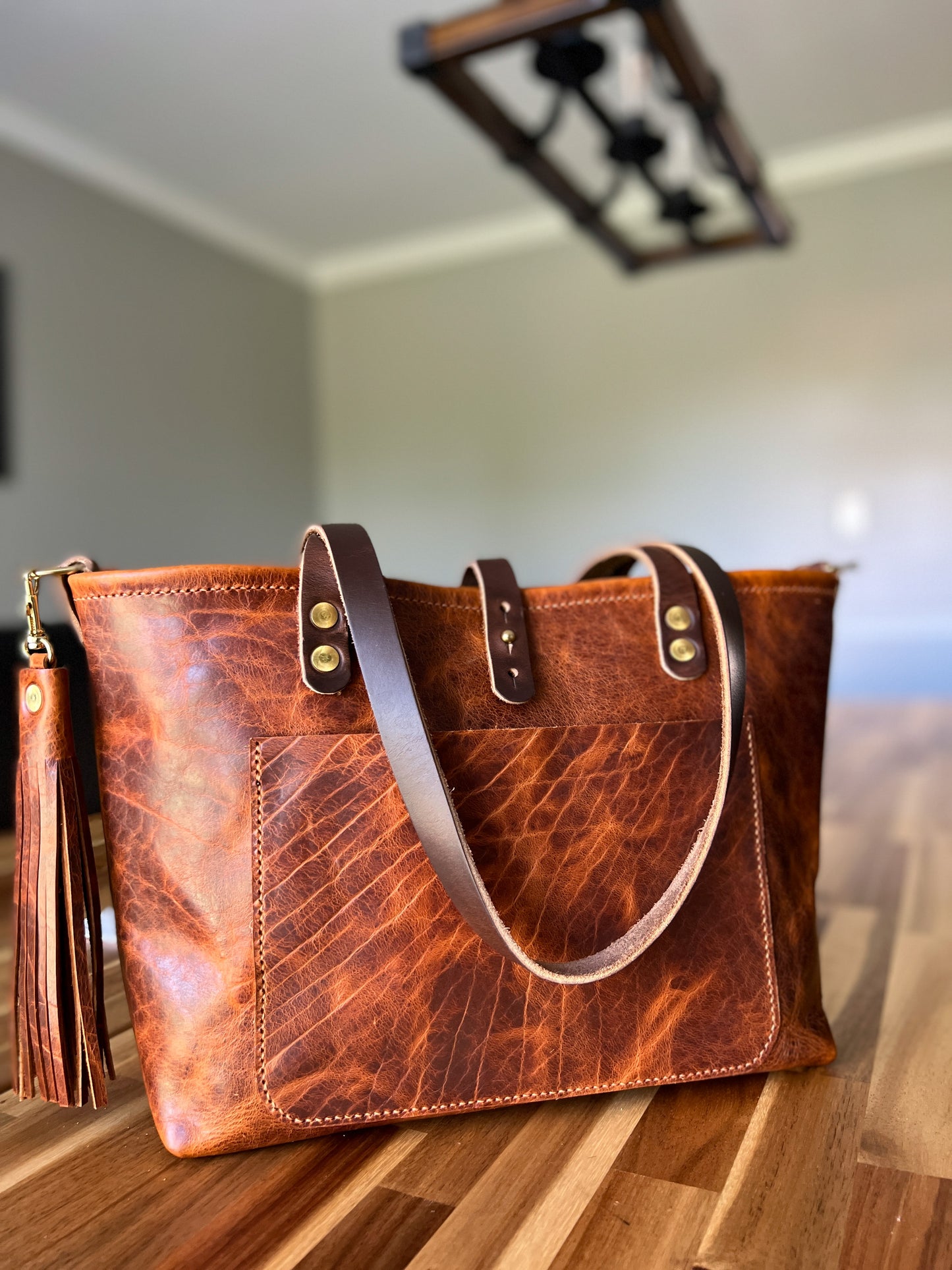 East-West Tote in Maple Glazed Bison