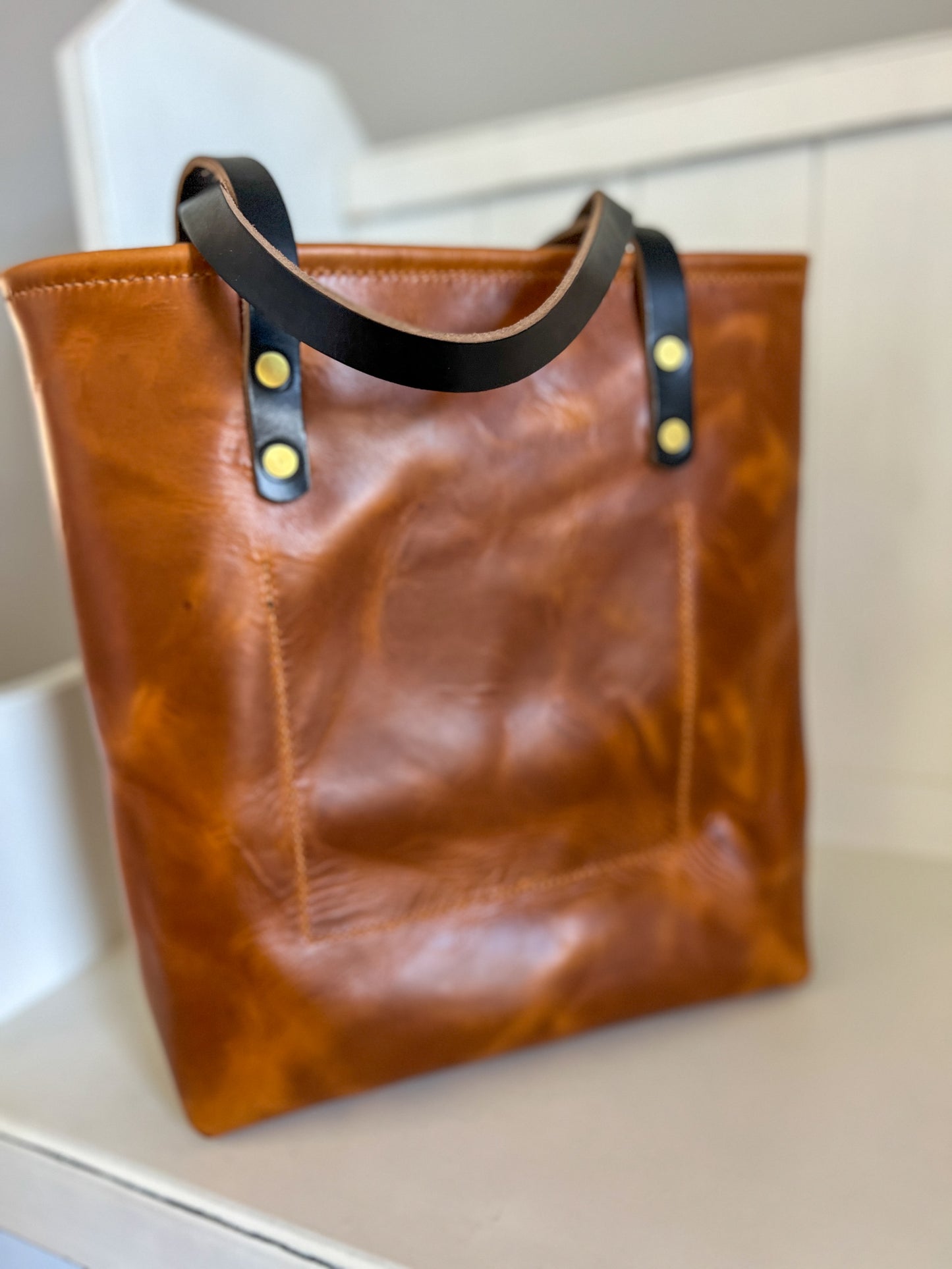 Tall Tote in Butterscotch Horween