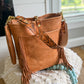 Western Bennett Bucket in Horween Natural Derby w/fringe and Candy Strap