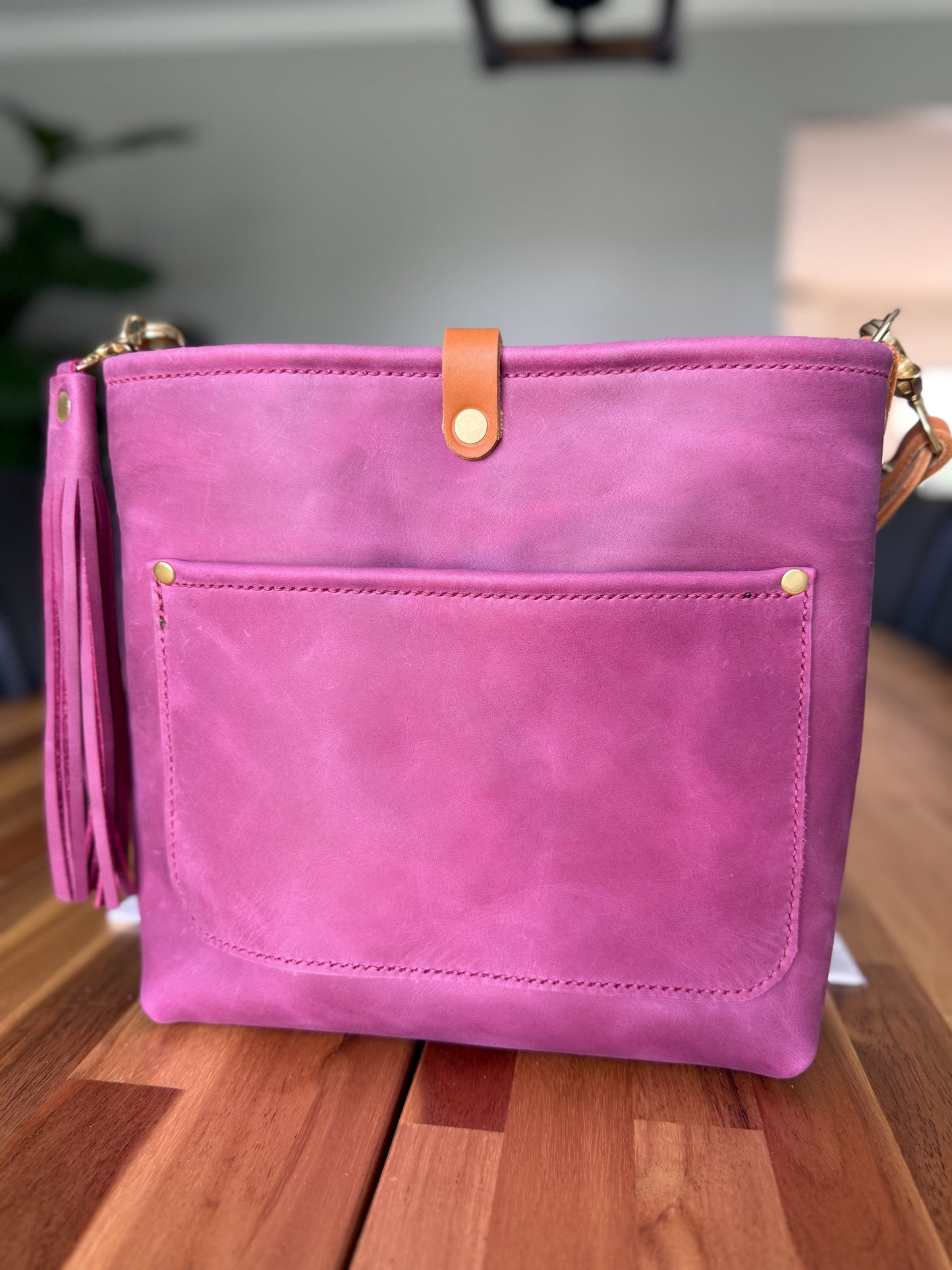 Bennett “shorty” Bucket in Electric Pink Full Grain Leather