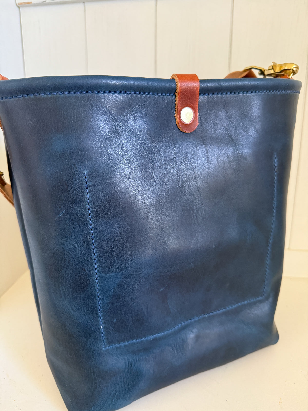 Bennett Bucket in Horween Cobalt Full Grain Leather