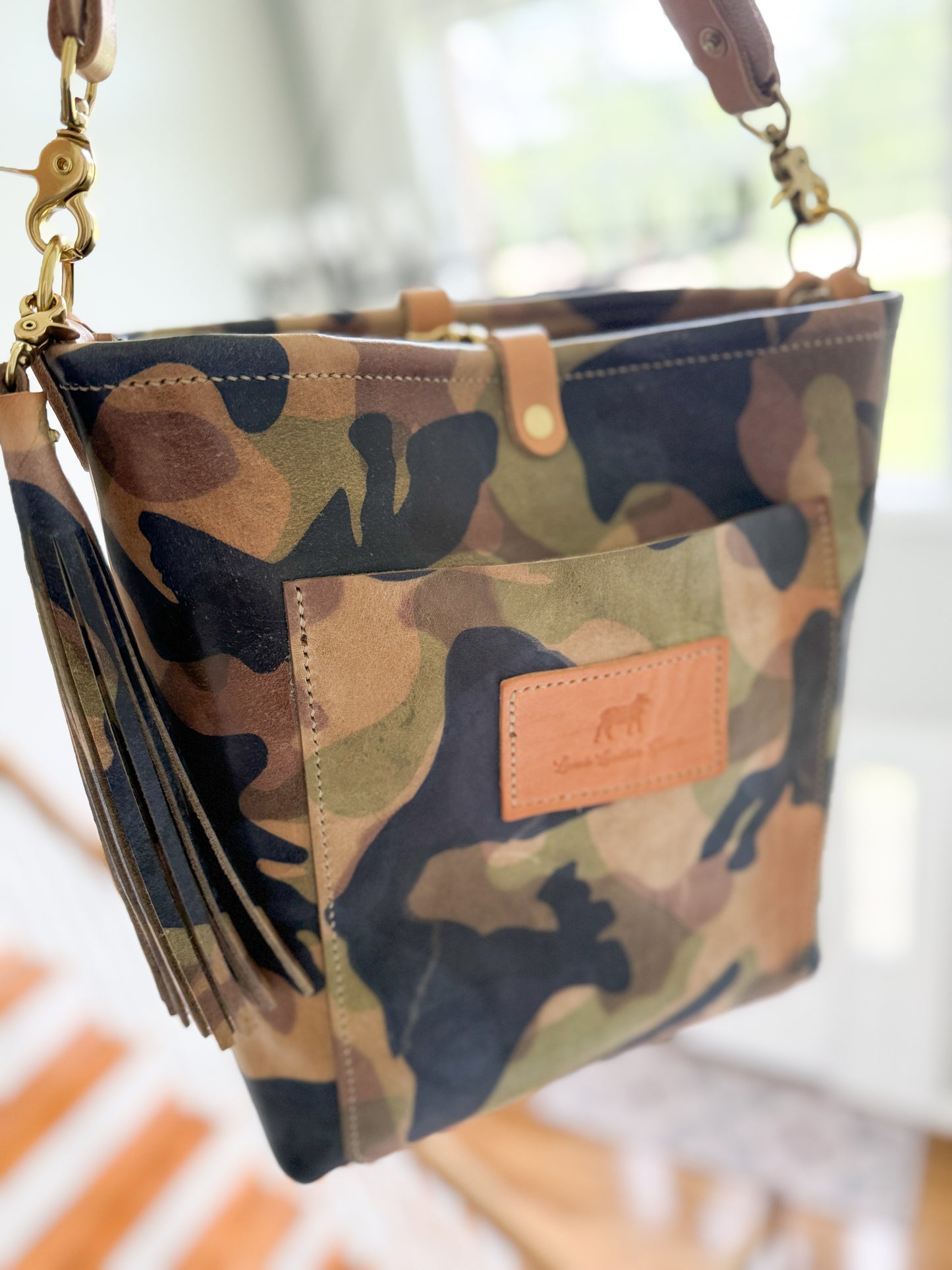 Bennett Bucket in Full Grain Camo Vegetable Tanned Leather