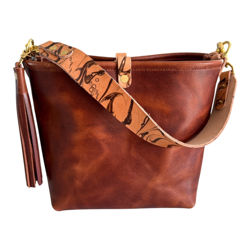 Hobo Bucket in Horween Brown Nut Dublin w/Candy Strap