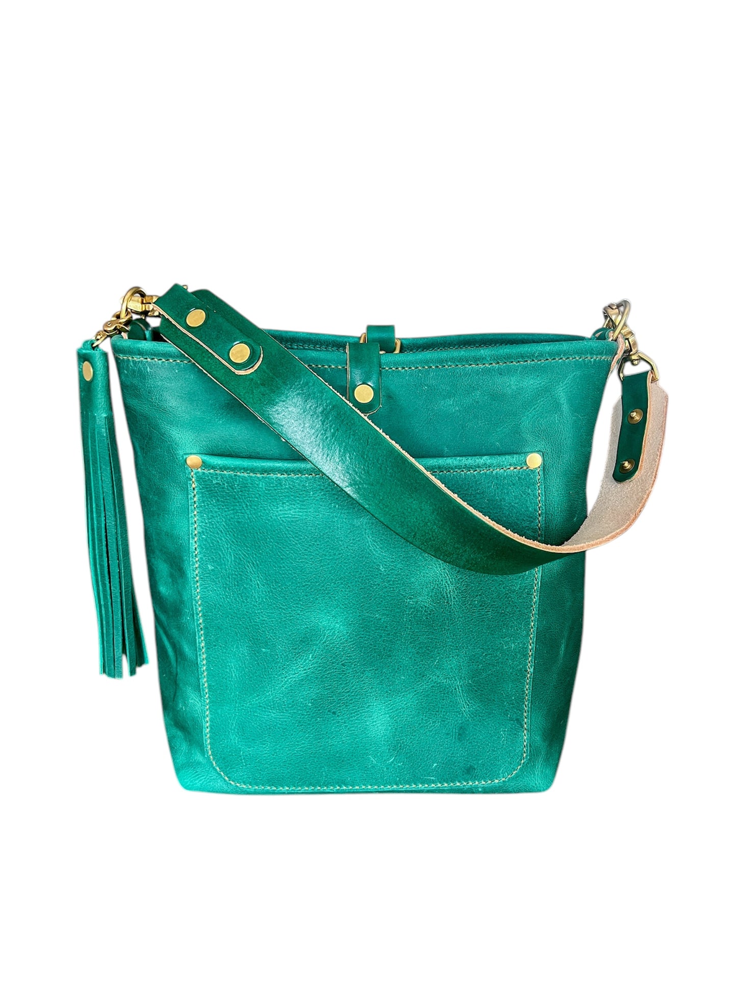 Bennett Bucket in Teal Full Grain Leather