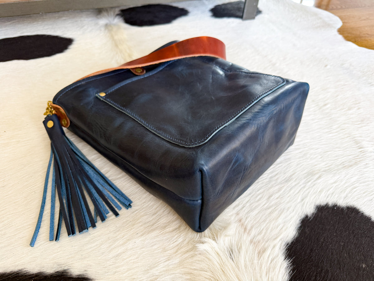 Bennett Bucket in Horween Cobalt Full Grain Leather
