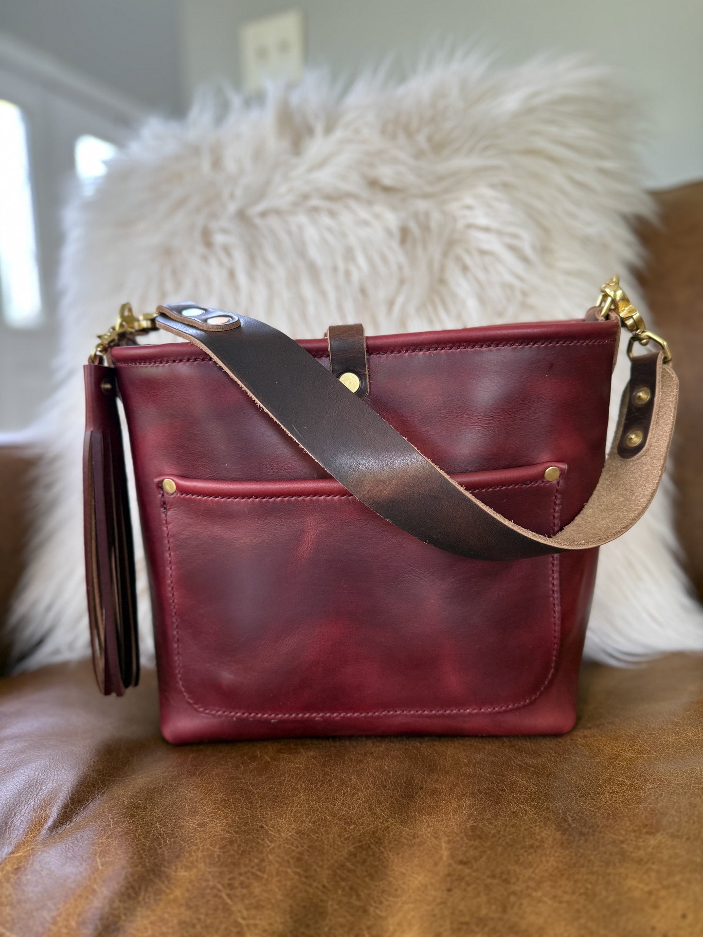 *See Description* Bennett “shorty” Bucket in Burgundy Chromexcel Horween