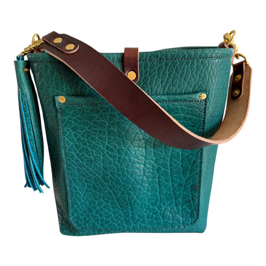 Bennett Bucket in Peacock Full Grain Bison Leather