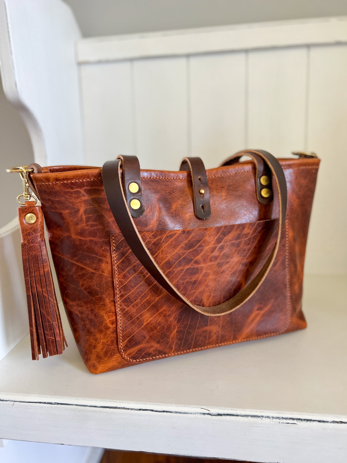 East-West Tote in Maple Glazed Bison