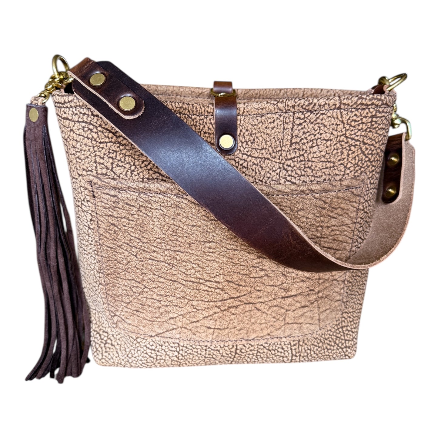 Bennett “shorty” Bucket in Full Grain Riverstone Bison