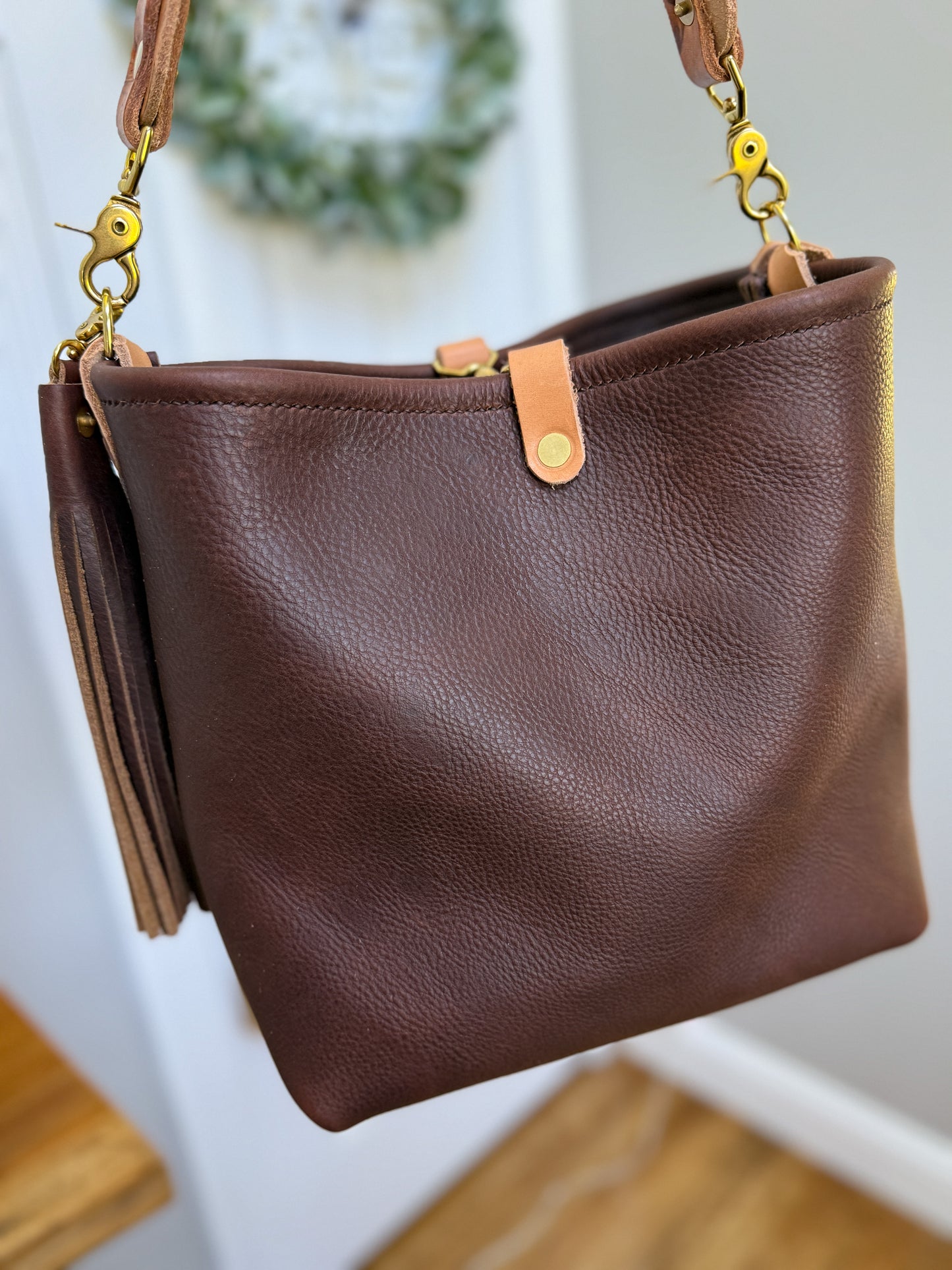 Hobo Bucket Horween Chocolate Full Grain Leather