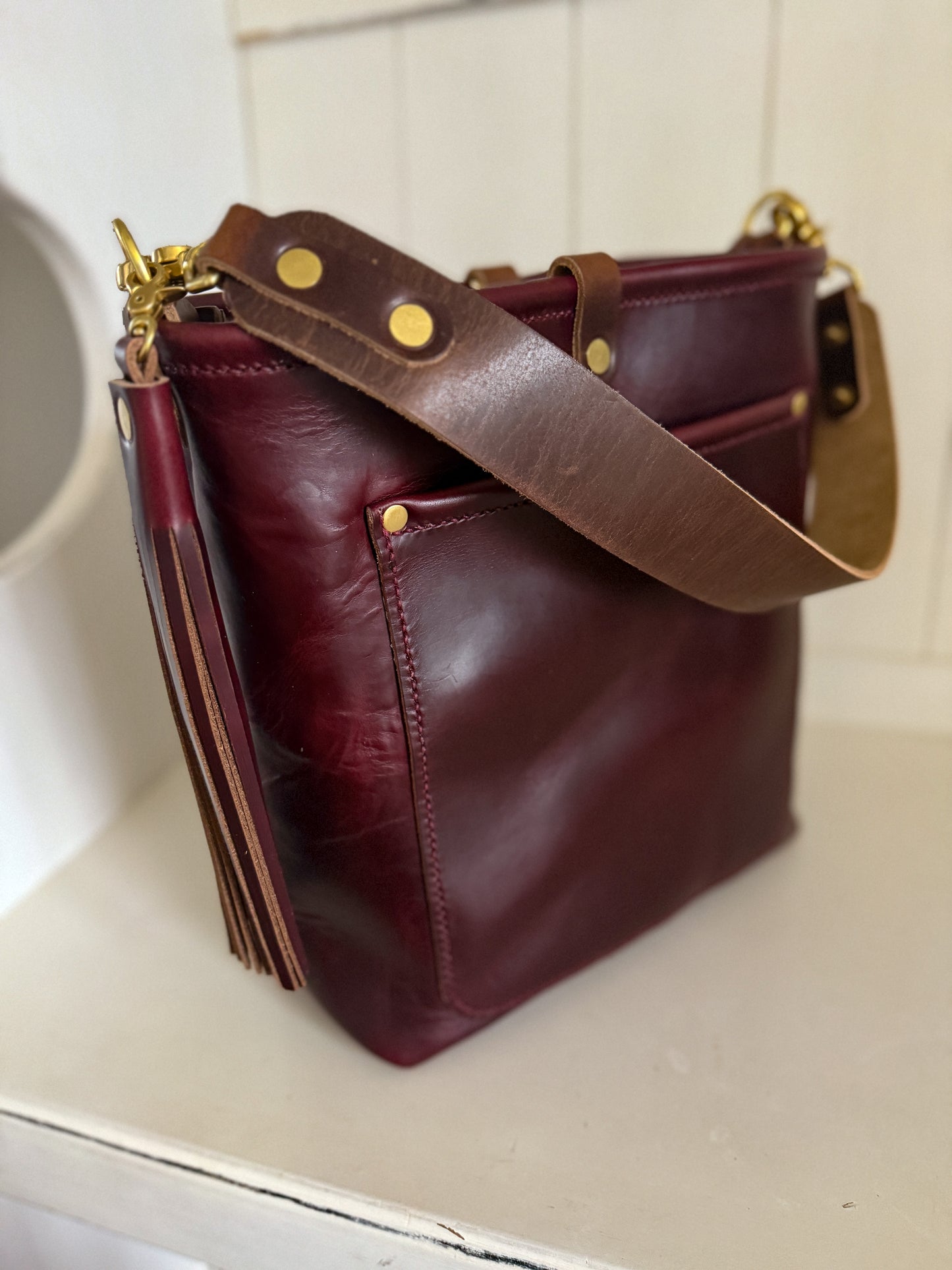 Bennett Bucket in Black Cherry Horween Chromexcel