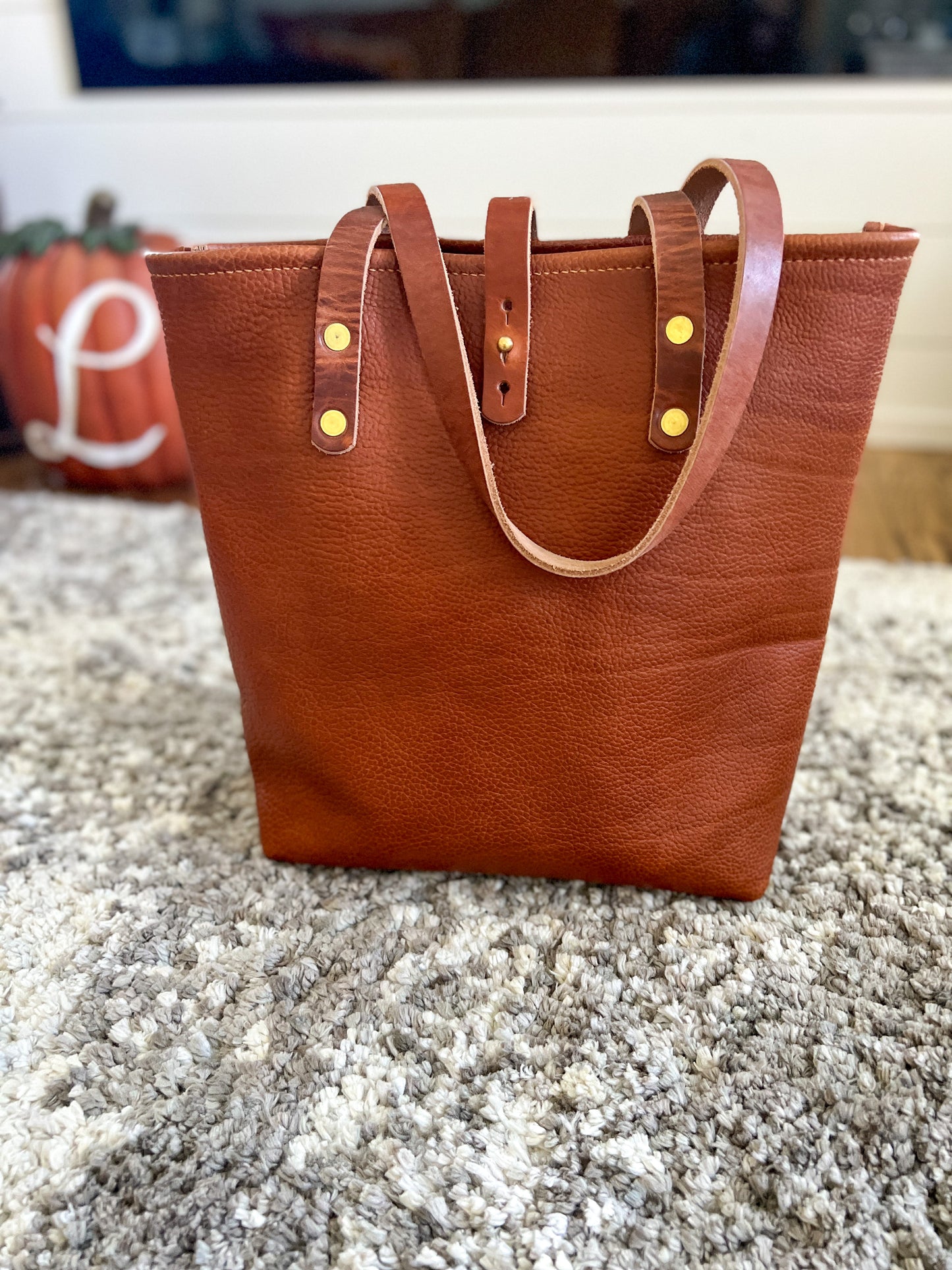 Tall Tote in Horween Montana Cognac