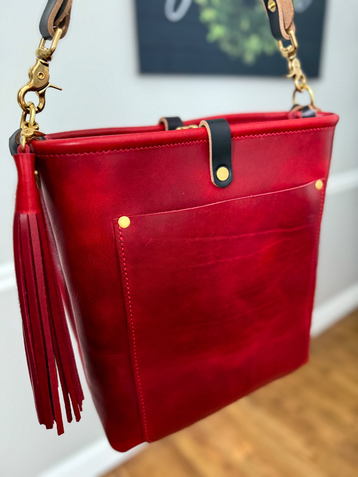 Bennett Bucket in Red Persian Horween Cypress Leather