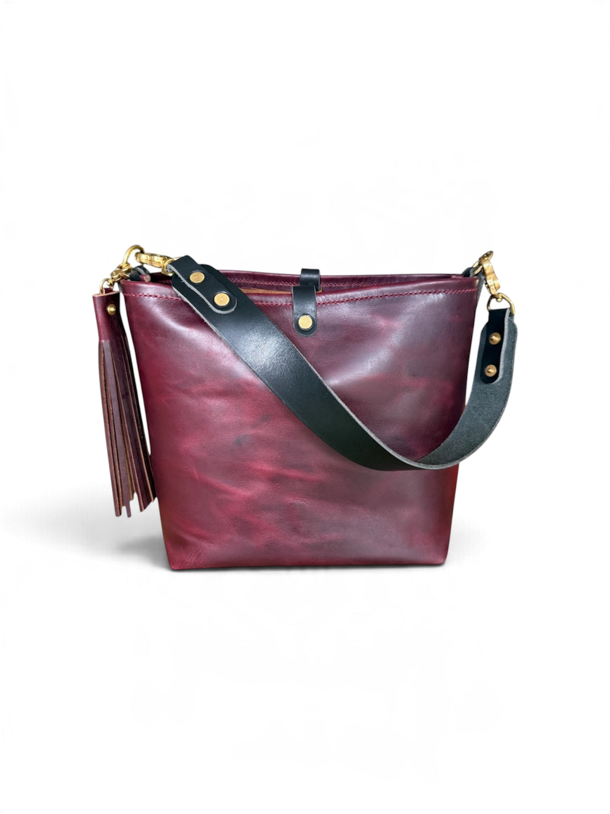 Hobo Bucket in Plum Noir Horween Horse Leather