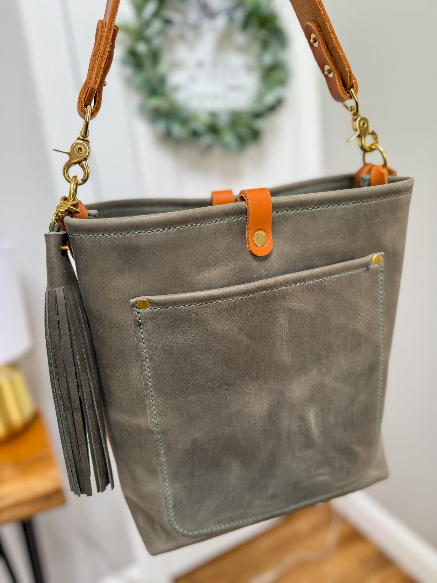 Bennett Bucket in Seagrass Derby Horween