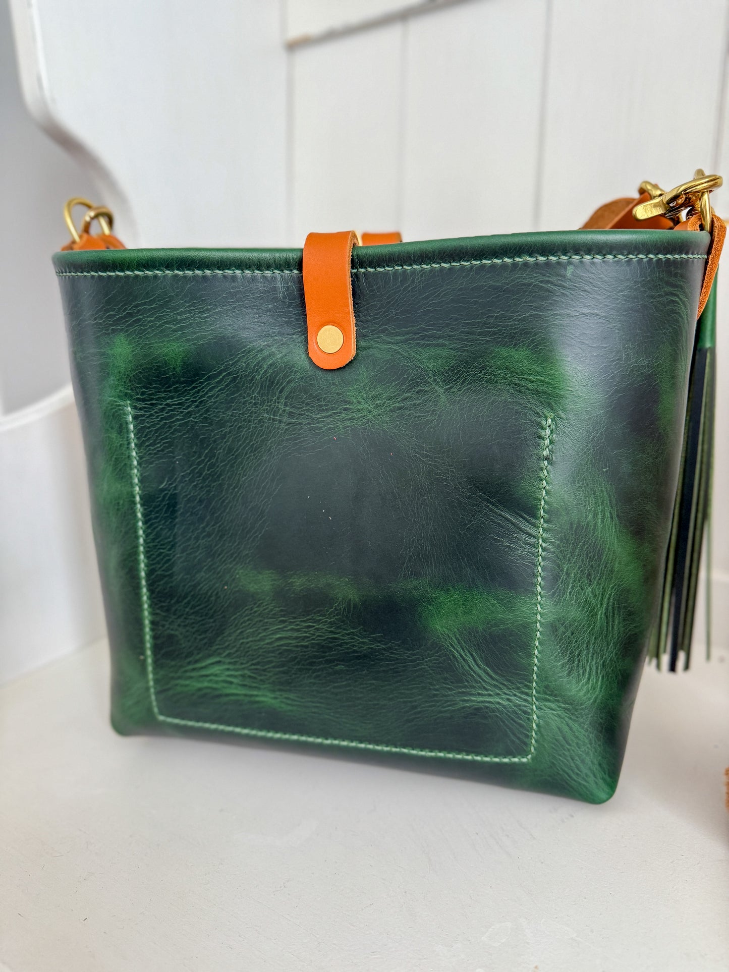 Bennett “shorty” Bucket in Emerald Horween Puttman Leather