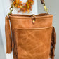 Western Bennett Bucket in Horween Natural Derby w/fringe and Candy Strap