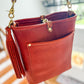 Bennett Bucket in Brick Bison Full Grain Leather w/Candy Strap