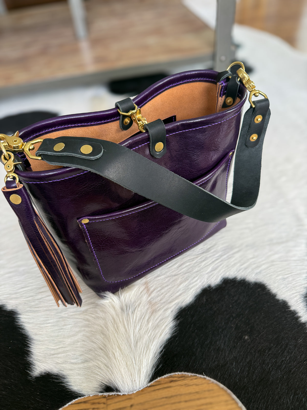 Bennett “shorty” Bucket in Eggplant Cuoio Italian Leather
