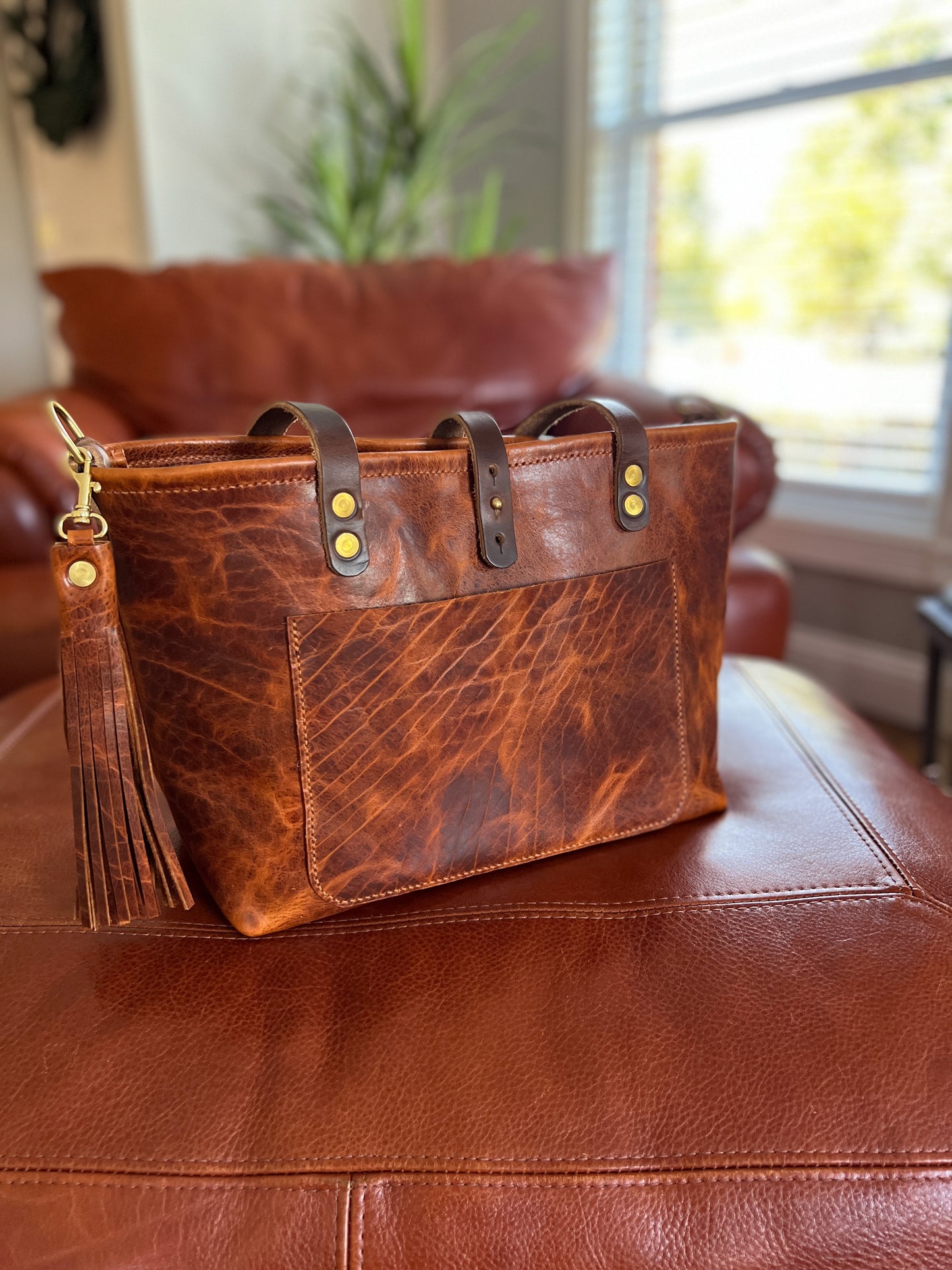 East-West Tote in Maple Glazed Bison