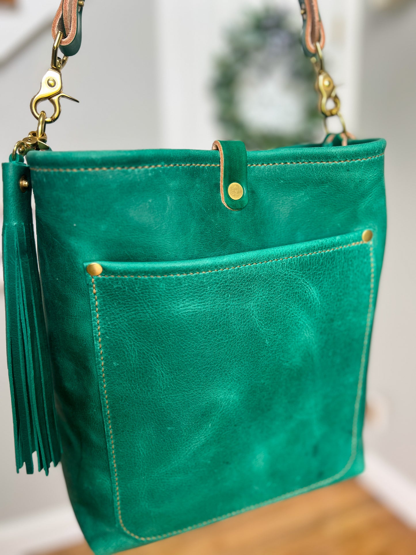 Bennett Bucket in Teal Full Grain Leather